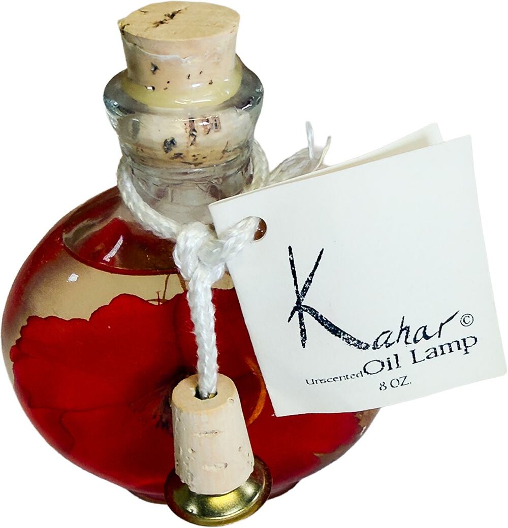 Kahar Co. Unscented Botanical Glass Jar Oil Lamp Made in USA Unused/Sealed 8 oz
